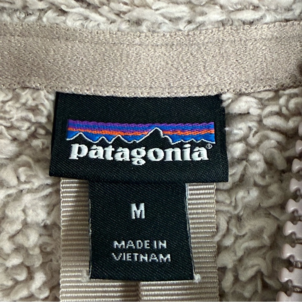 Patagonia Sherpa Fleece Pullover Medium Taupe Quarter Zip Cozy Jacket Top - Picture 8 of 12